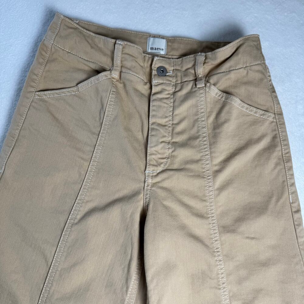 Maeve Wide-Leg Cropped Canvas Pants in Khaki - Picture 3 of 11